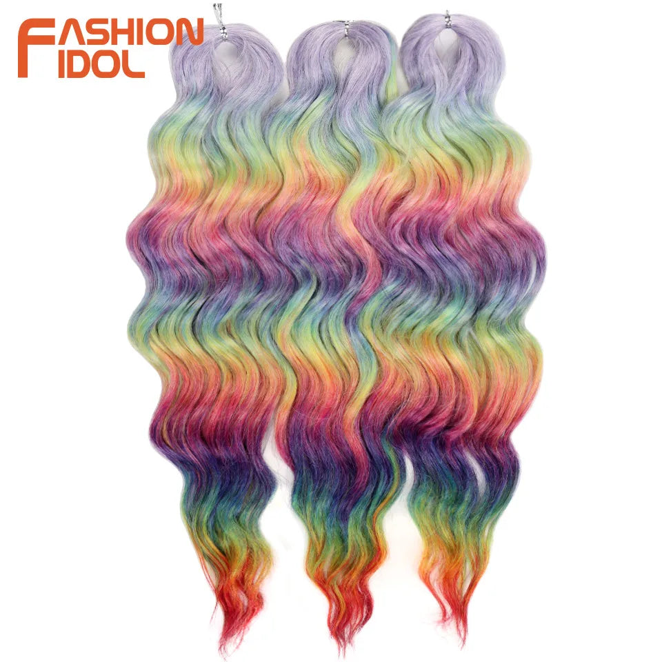 Anna Hair Extensions synthétiques de tresses Loose Deep Wave 24 pouces, cheveux tressés ondulés, cheveux bouclés torsadés au crochet Ombré Blond