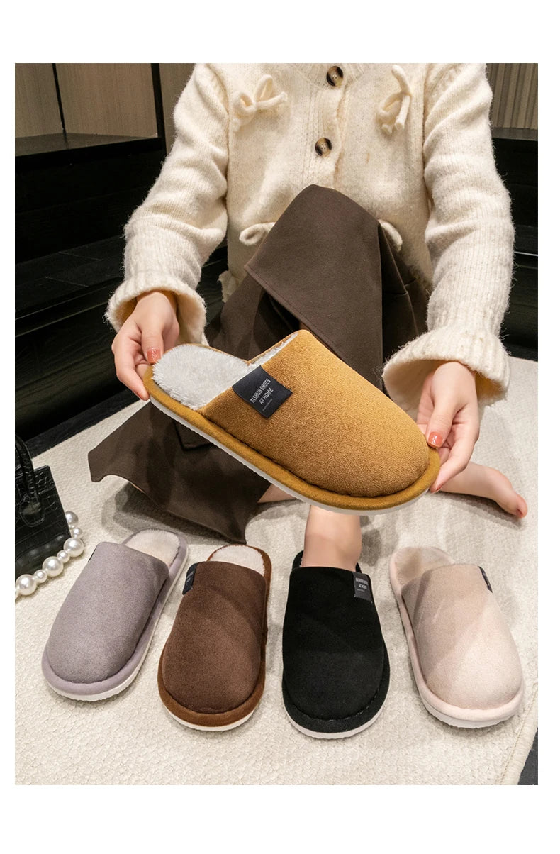 Winter Warm Slippers Men House Non Slip Soft Shoes Comfortable Flat Heel Home Indoor Bedroom Plush Slippers Bedroom Female shoes