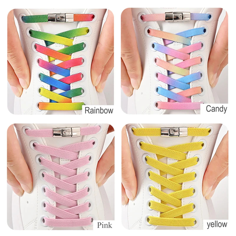 8mm Schnürsenkel ohne Binden, Pressverschluss Schnürsenkel, Elastische Schnürsenkel, Sneaker Kinder Erwachsene, Verbreiterte flache Schnürsenkel für Schuhe