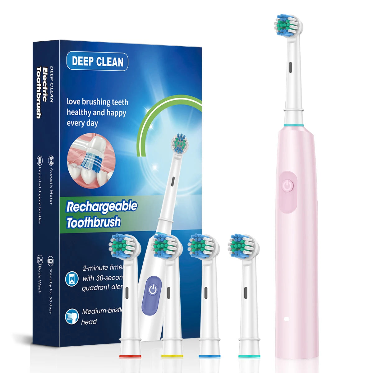 HOMEFISH Bestselling 5-Speed Rotating Electric Toothbrush 360° Rotating Soft Bristle Head Waterproof Sonic Rechargeable
