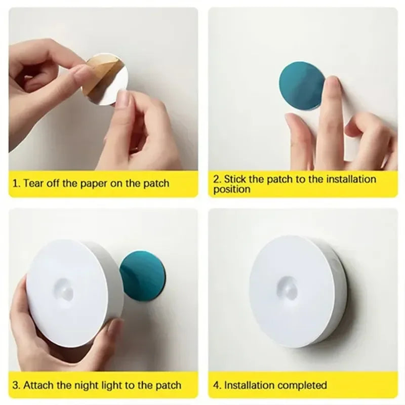 HOMEFISH Motion Sensor LED Night Light USB Rechargeable Wireless Closet Lamp for Kitchen Cabinet Wardrobe Staircase