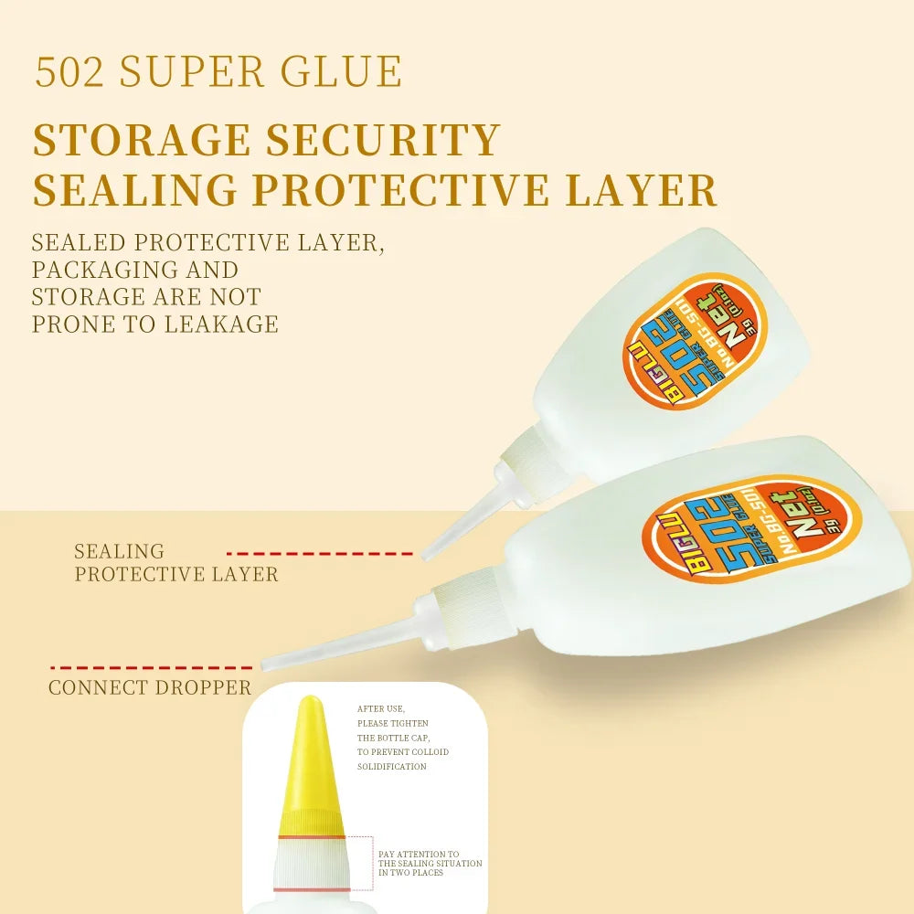 BIGLU 502 Super Glue Quick-drying Cyanoacrylate Instant Leather Rubber Wood Metal Strong Bond Liquid Adhesive Tool