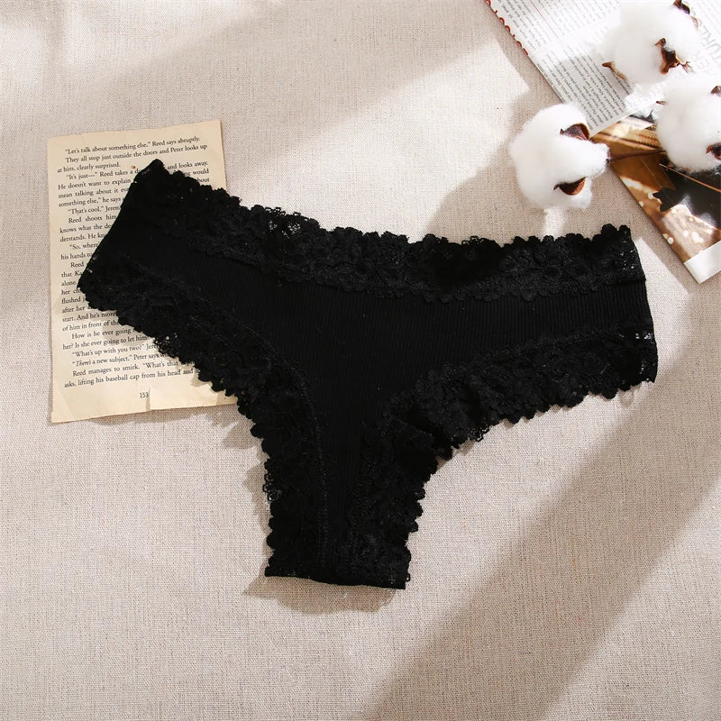 3Pcs/set Women Cotton Panties Floral Lace Intimate Underwear Trendy Patchwork Lace Briefs Female Soft Underpants Lingerie S-XL