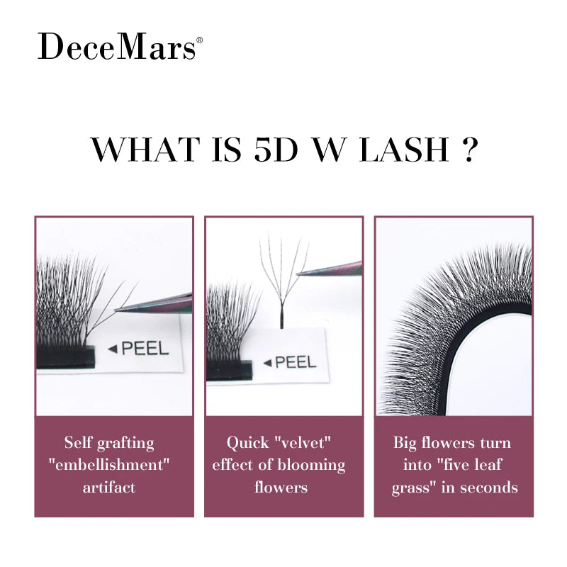 DeceMars 5D - W Shaped Eyelash Extension (12line/Tray) for Makeup