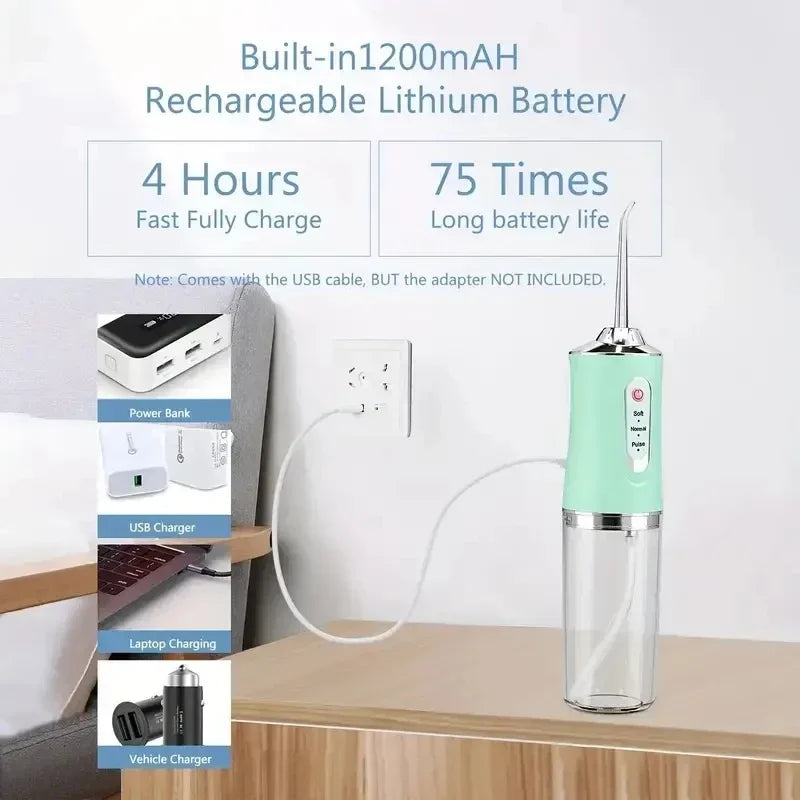 Portable Smart Electric Oral Irrigator Water Flosser 3 Modes Rechargeable Dental Water Jet Irrigator Dental Teeth Cleaner