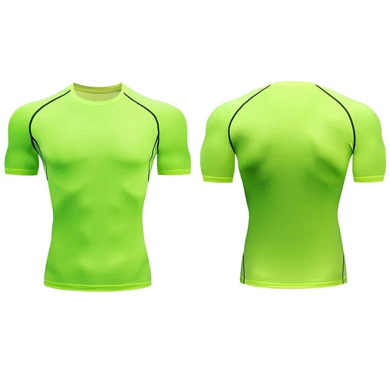2025 Compressed T-shirt Men's sportswear Running T-shirt Elastic Quick-drying Exercise T-shirt for men exercising in the gym