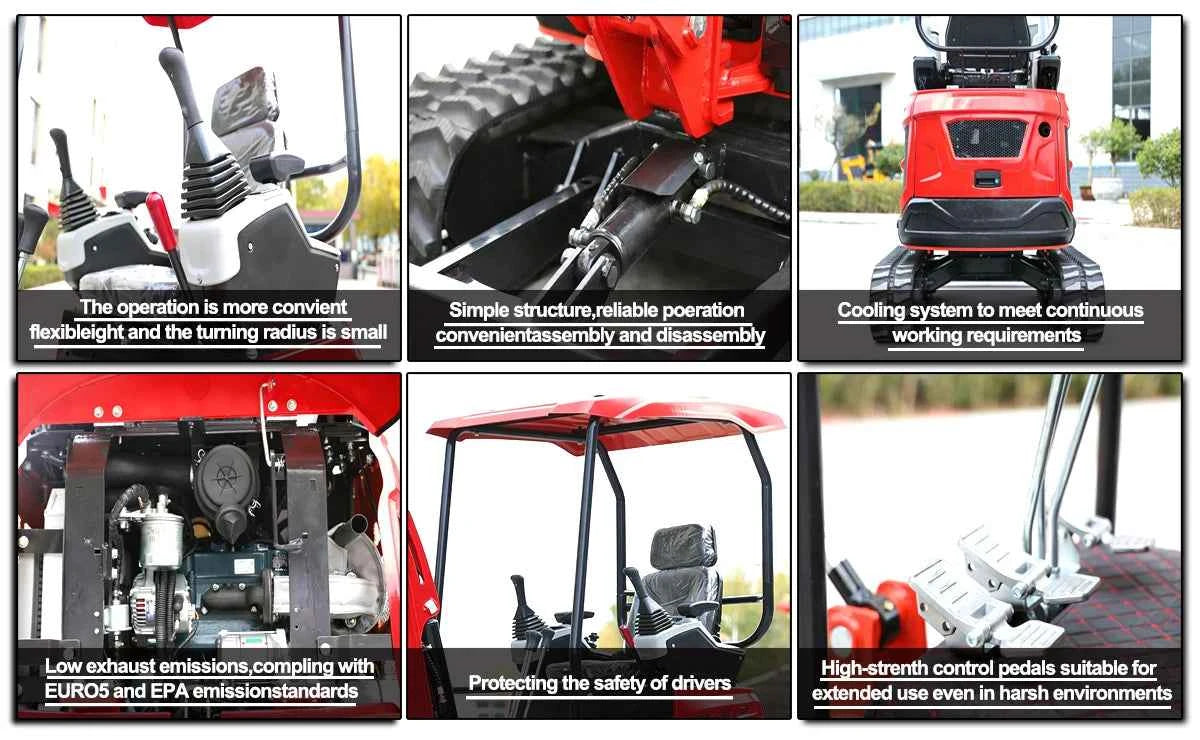 Excavator Mini  1.8 Ton Hydraulic Crawler Small Digger Micro Bagger for Farm Garden Construction  Multifunctional Free Shipping