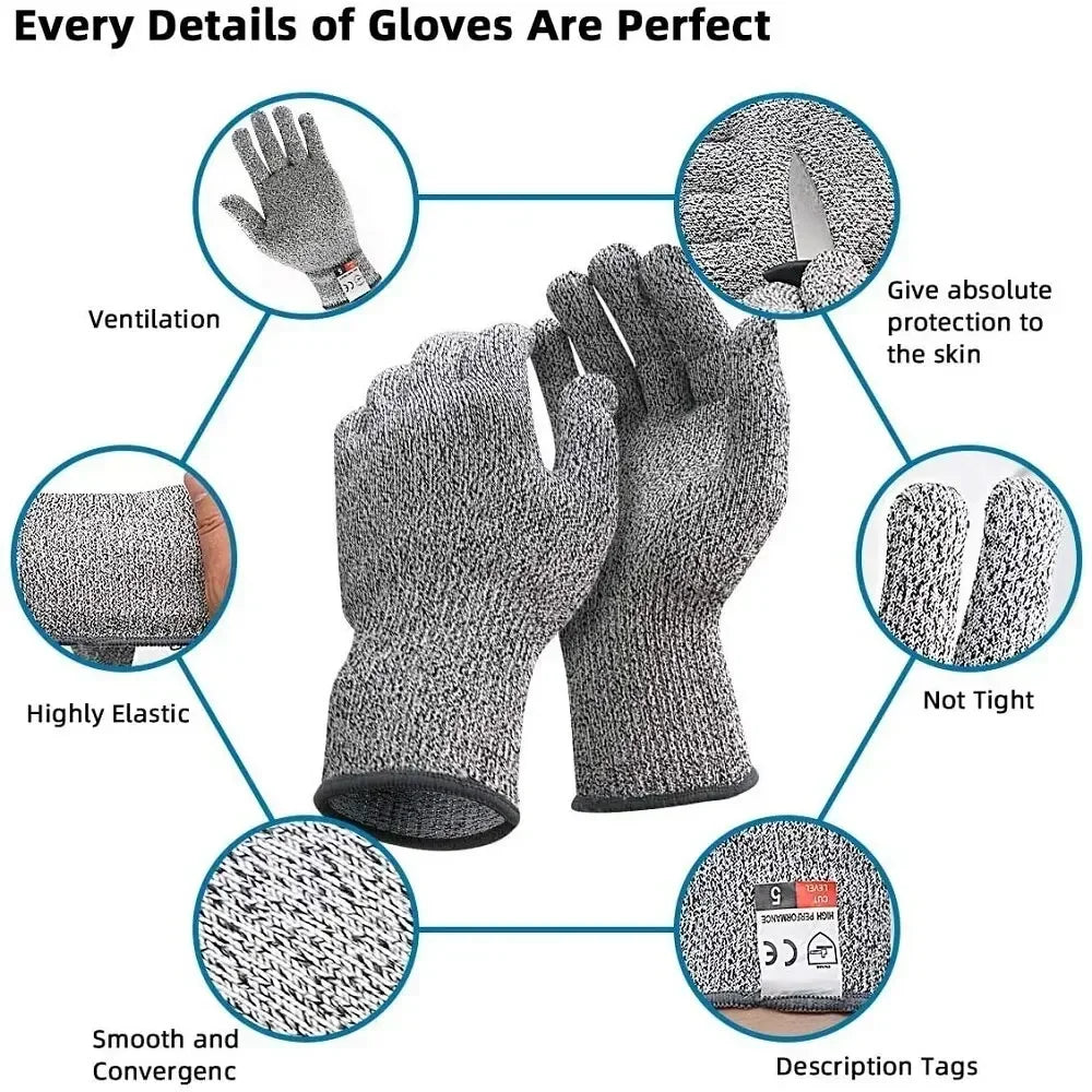 Hot Level 5 Protection Safety Anti Cut Gloves High-strength Kitchen Cut Resistant Gloves For Fish Meat Cutting Safety Amagi