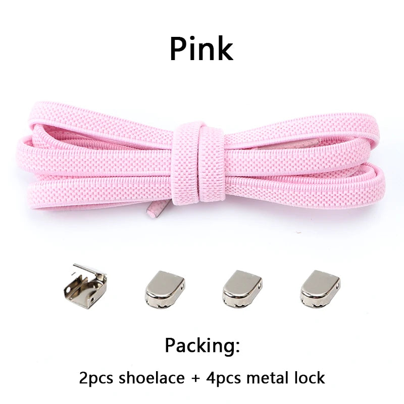 1 Paar Schnürsenkel ohne Binden, Metallschnallen, elastisch für Sneaker, Einheitsgröße für Erwachsene und Kinder, Schnell-Schnürsenkel, Lazy Sport Gummischnürsenkel