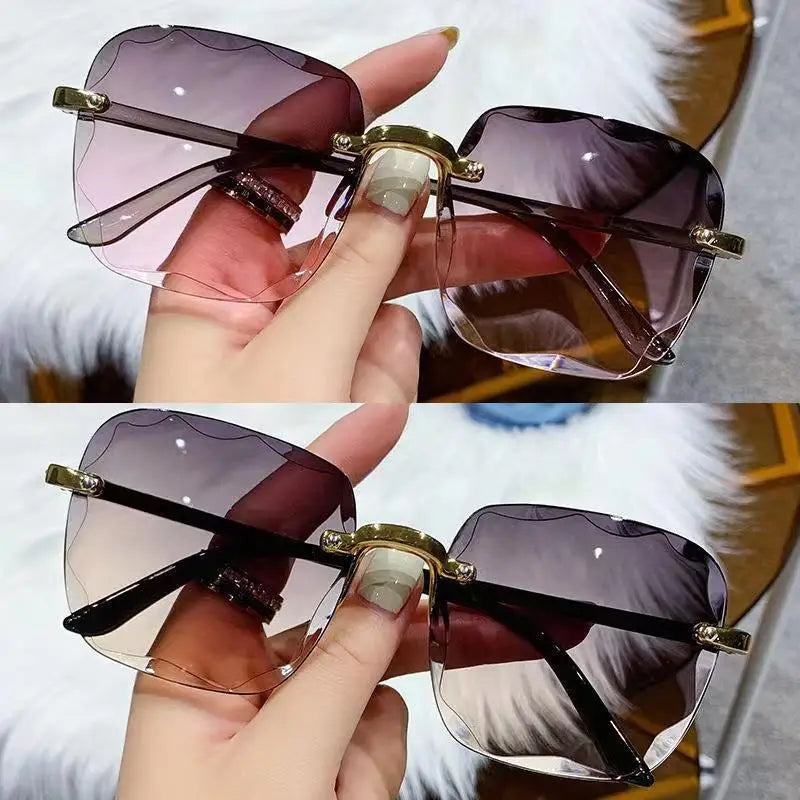 Frameless Sunglasses Y2K Gradient Fashion Korean Hip Pop Anti Ultraviolet Elegant Luxury Outdoor Travel Eyewear Women Unisex