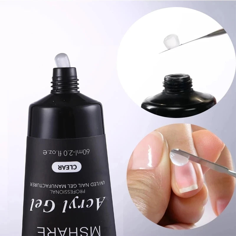 MSHARE Poly Nails Acryl Gel 60ml Builder UV Led Acrylgel Nagelverlängerungen Acryl Rosa Weiß Klar Acrylat HEMA TPO-freies Gel