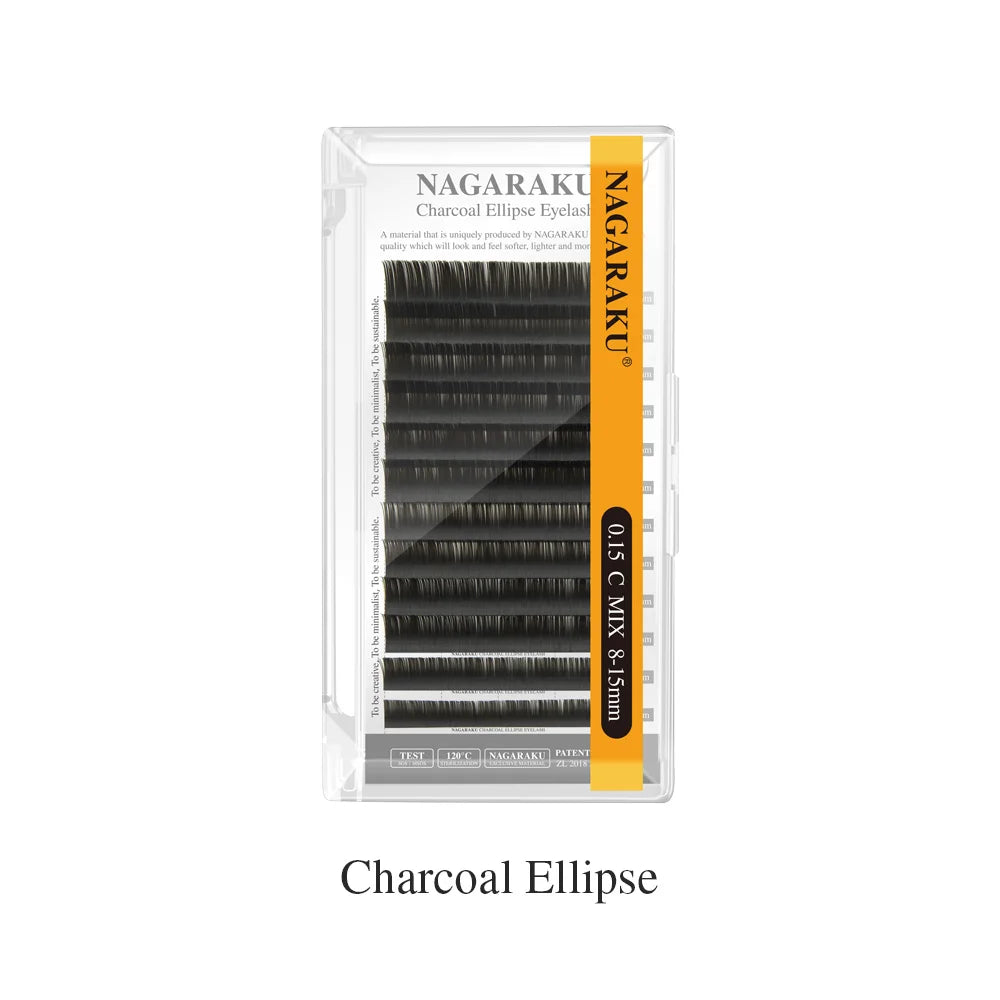 NAGARAKU Flat Split Tips Soft Natural Charcoal Ellipse Extension Supplies Brown Black Grey Light Black