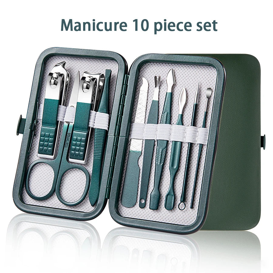 Ouriner 6-18tlg. Tragbare Maniküre-Sets Pediküre-Sets Glänzendes Schwarzes Nagelknipser-Set Persönliche Pflege Werkzeuge Augenbrauenschere