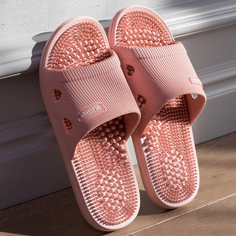 Summer Slippers for Men PVC Massage Non Slip Solid Color Comfortable Durable Bathroom Shoes Cool Pool