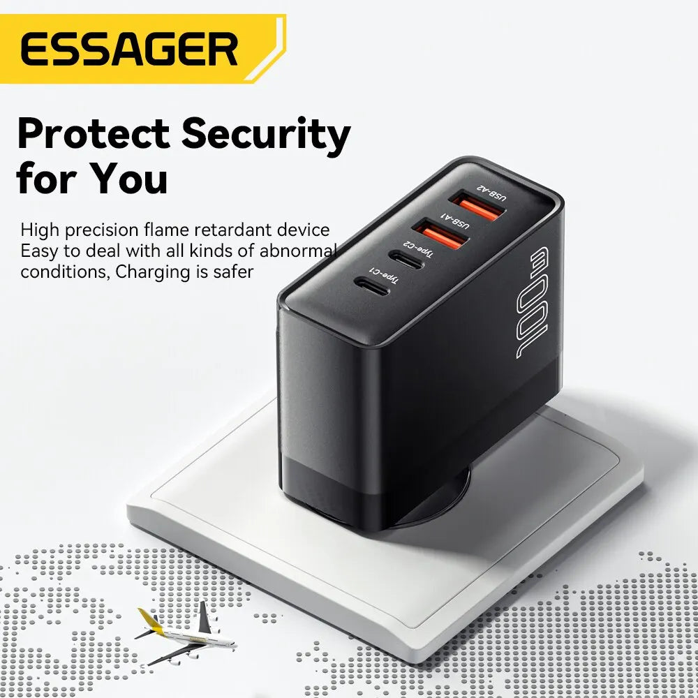 Essager 100W GaN USB Type C Caricabatterie PD QC Quick Charge 4.0 3.0 Type C Ricarica Rapida Per iPhone 14 13 12 Xiaomi Macbook - Shoppiline