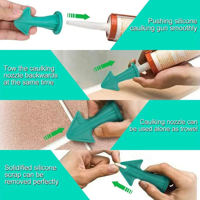 5pcs Caulking Nozzle Applicator Finishing Tool Spatula Plastic Glue Shovel Tile Brick Joints Floor Silicone Remover Grout Kit