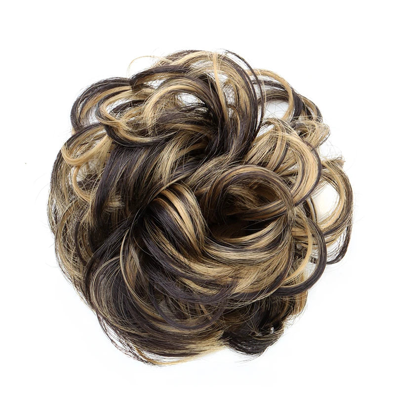 Synthetic Messy Bun Chignon Donut Hair Pad Elastic Hair Rope Rubber Band Black Brown Blonde Hairpiece for Women