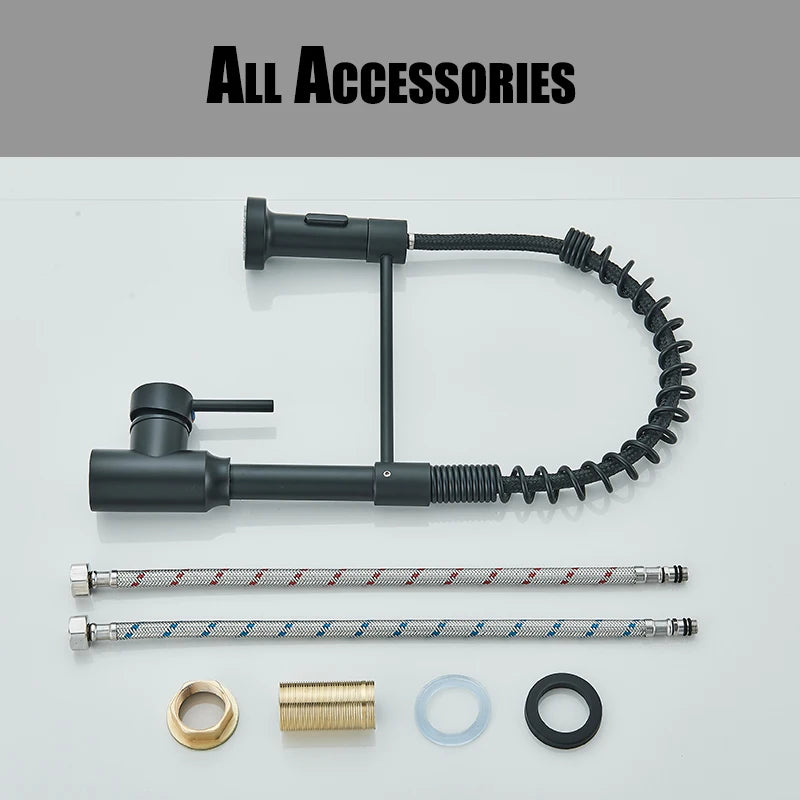 Chrome Spring Pull Down Kitchen Faucets Stream Spray Head Hot Cold Water Tap Stainless steel Rotation Kitchen Mixer Tap Crane - Shoppiline