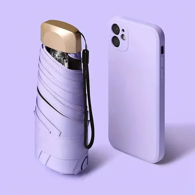 Low Price Promotion Mini Sun Umbrella Pocket Rain Umbrella Vinyl Folding UV Ultraviolet Protection Sun Shade Pocket Parasol
