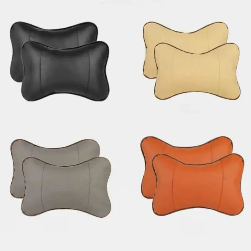 Car Neck Pillows Both Side Pu Leather 1pcs Pack Headrest For Head Pain Relief Filled Fiber Universal Car Pillow