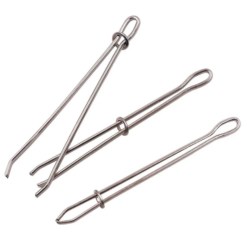 2pcs Stainless Steel Garment Clips Sewing DIY Tools Elastic Band Tape Punch Cross Stitch Threader Wear  Rope Elastic Clamp