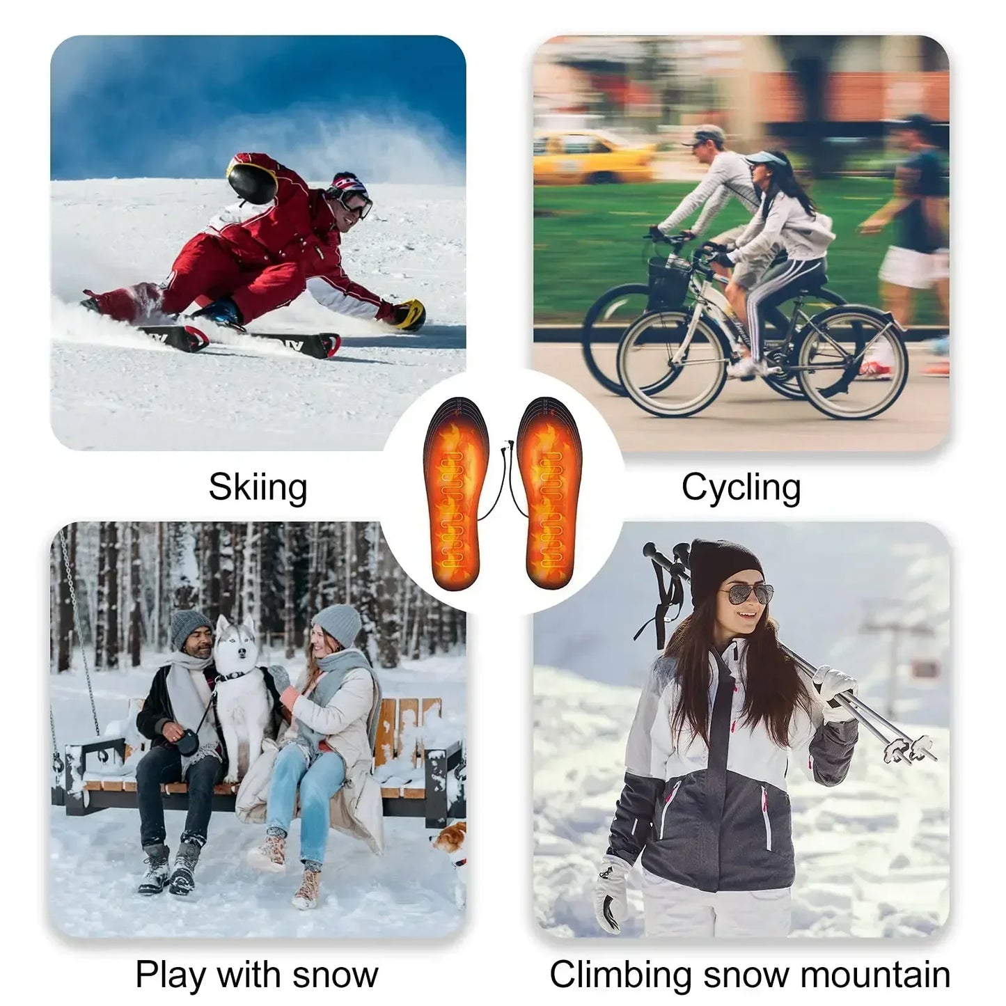 USB Heated Insoles for Shoes Electric Foot Warming Pad Winter Feet Warmer Sock Mat Outdoor Sports Shoe Heating Insole