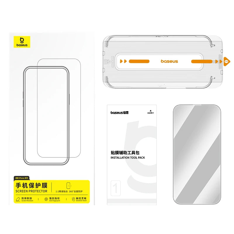 Baseus 0.4mm Corning Tempered Glass for iPhone 17 16 15 14 13 Pro Max Plus Screen Protector Anti-Peeping Auto Installation Film - Shoppiline