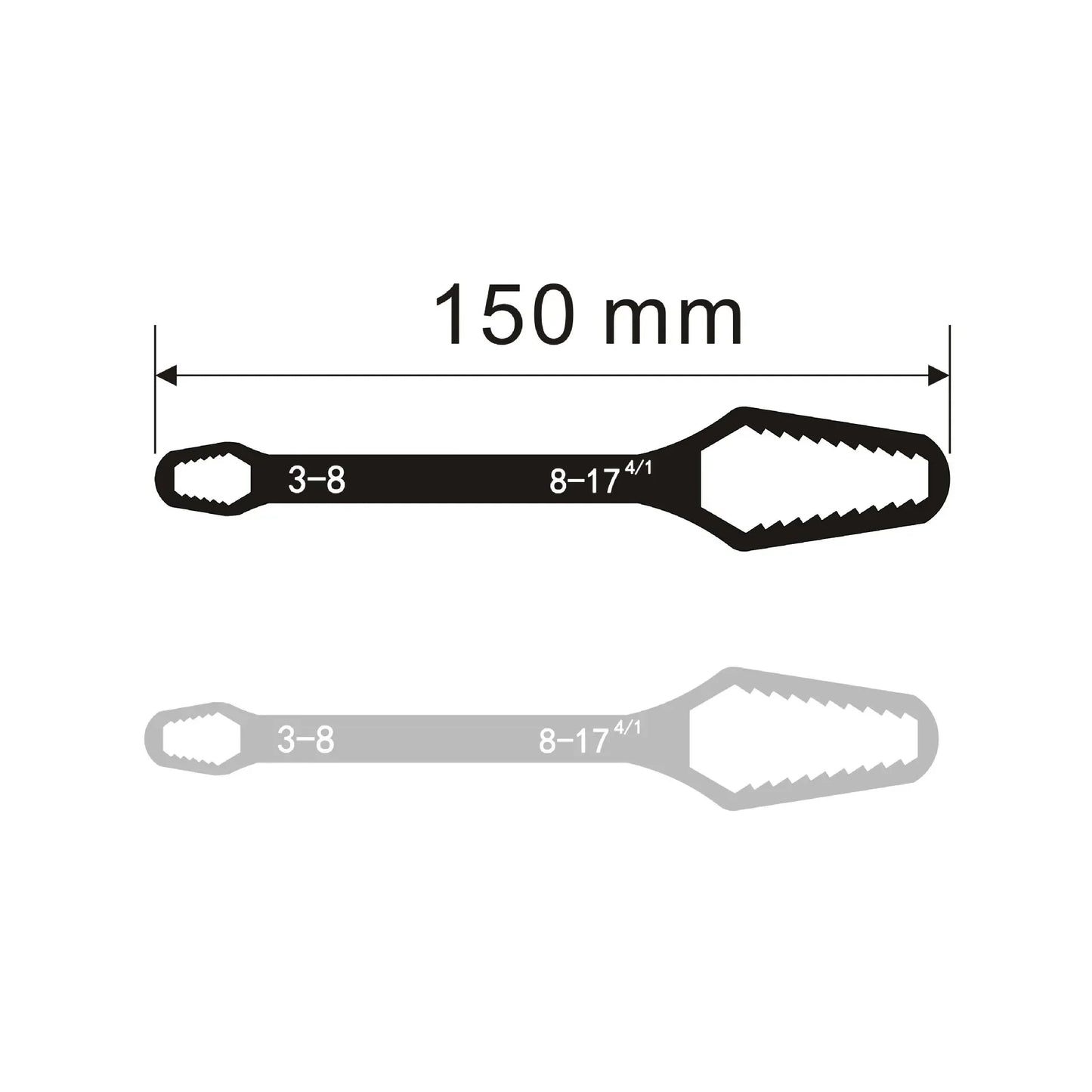 1pc Universal Double Ended Wrench, Self-Tightening 3-17mm Screw Nuts Repair Wrench, Double-Headed Ratchet Spanner, Adjustable