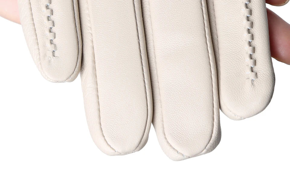 Women's sheepskin gloves winter warm plus velvet short thin touch screen driving color women's leather gloves good quality -2226