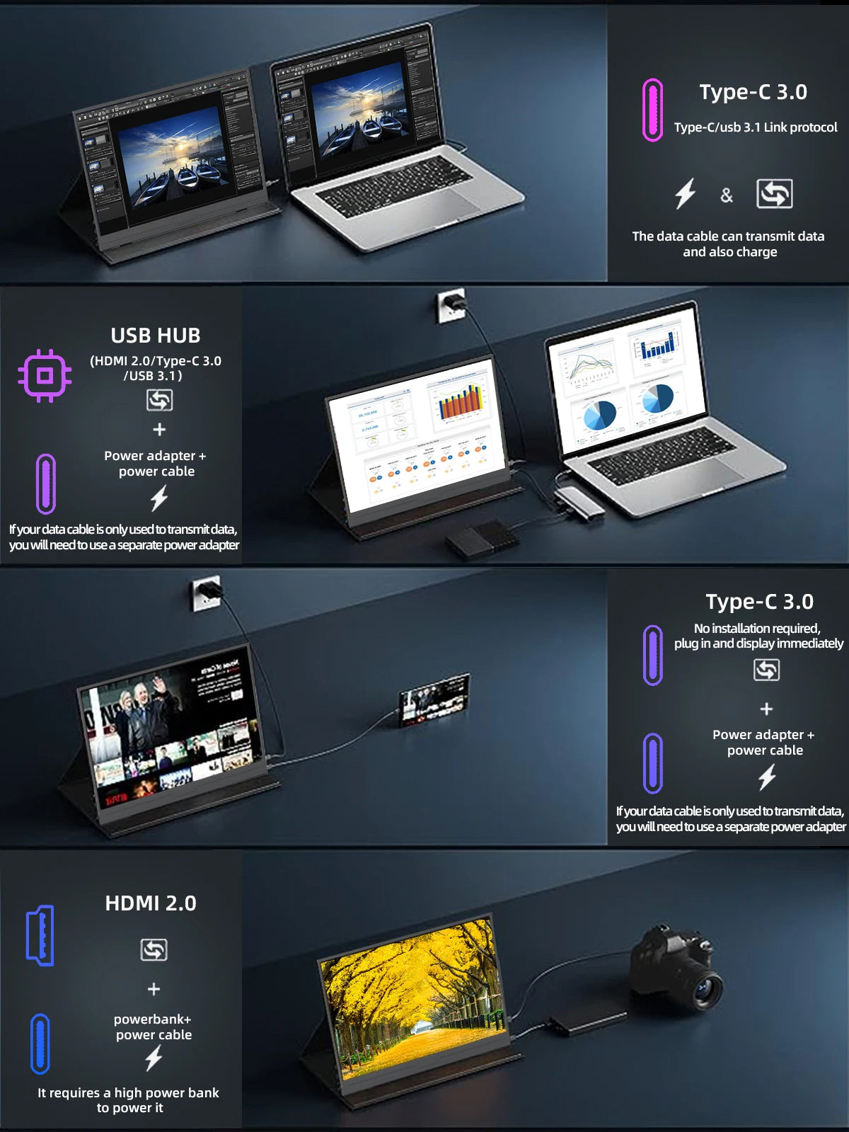 ZSUS 2160*1440  14-inch 2K Portable Monitor 60HZ For Laptop XBox PS4 / 5 Switch TV Box Cell Phone PC Extension  Mobile - Shoppiline