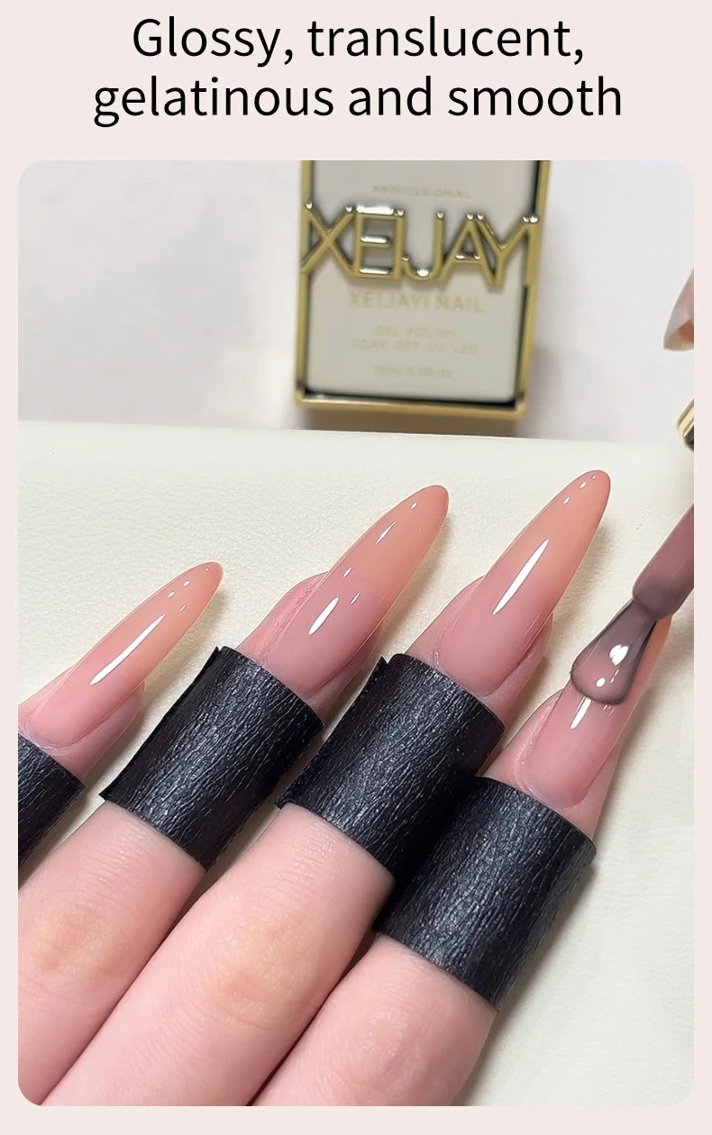 Lot de 1/6 vernis à ongles semi-permanents, 15 ml, effet gelée glacée, UV/LED – kit, sans formaldéhyde. Ovale, brillant. Idéal pour salon et DIY.