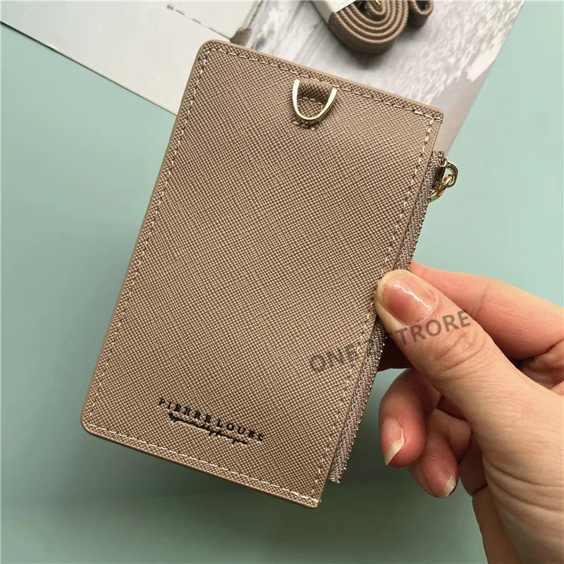 Desk Accessories Office PU Leather Card Holder Zipper Sleeves Photocard Large Capacity ID Card Holder Luxury Photocard Holder