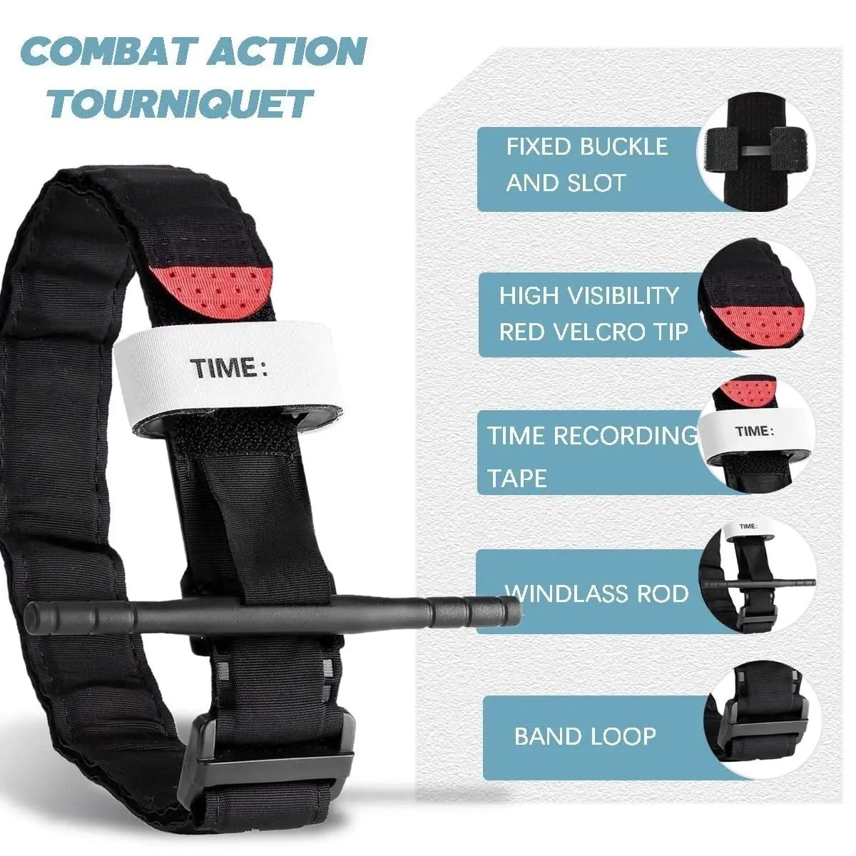 Tactical Tourniquet Emergency Emergency Strap Single Handed Medical First Aid Equipment for Hiking Camping Travel Outdoor Sports
