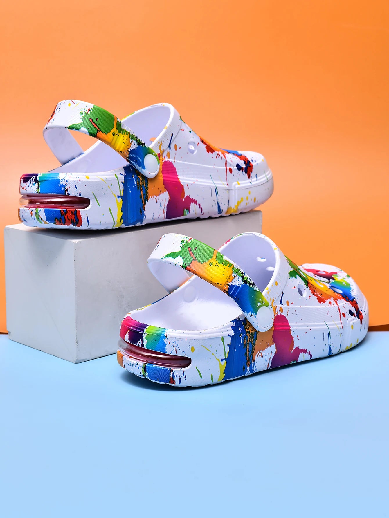 Couple Style Men's and Women's Clogs Sandals Slippers Inkjet Pattern Air Cushion Breathable Beach Sandals Outdoor Thick-Soled Mu