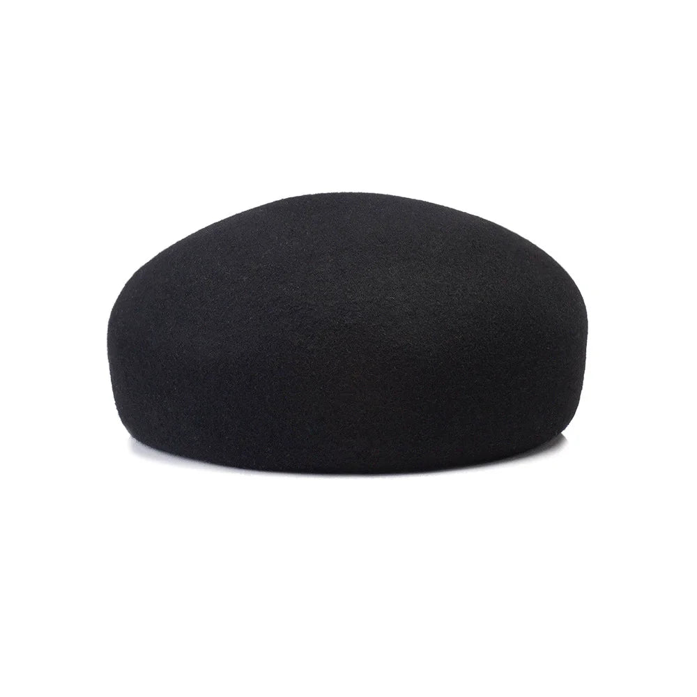 Vintage Hard Top Flat Fedoras Hats Women 100% Wool Felt Berets Hat Wedding Fascinator Caps Wedding Cocktail Party Pillbox Hat