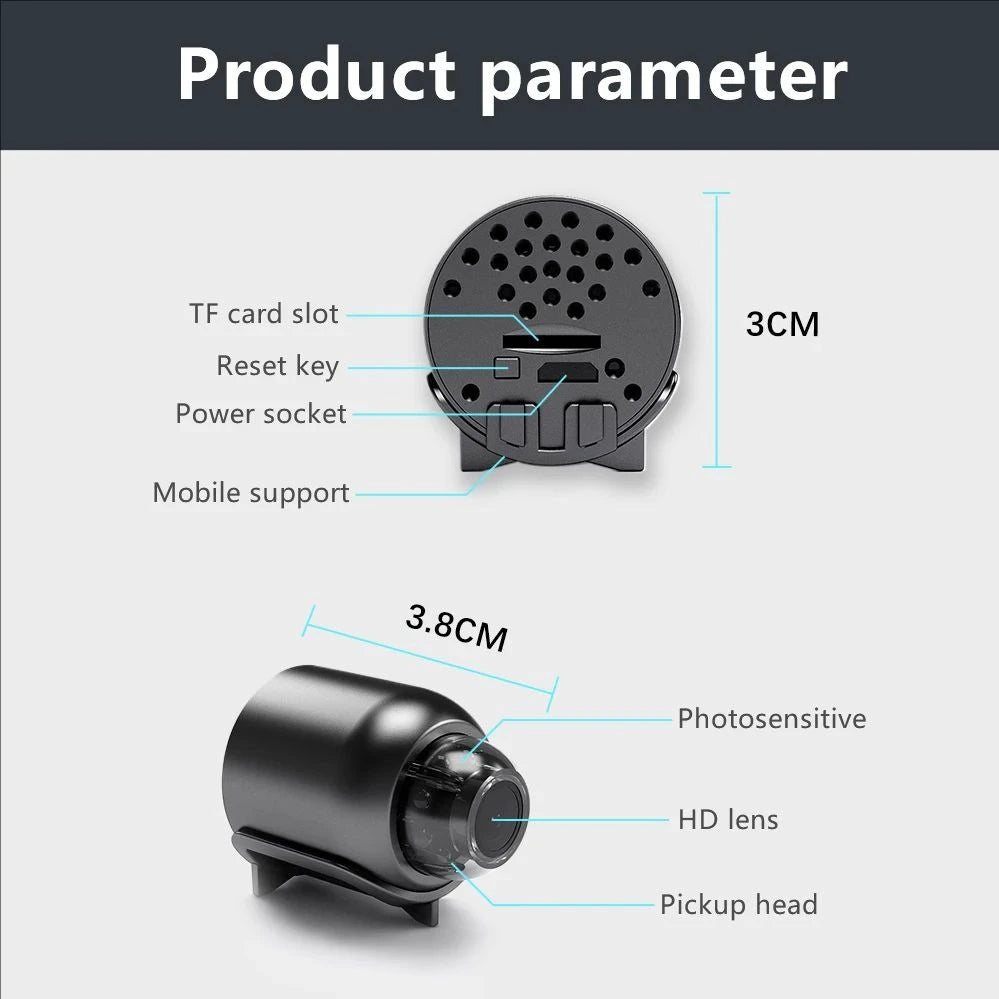 NEW 1080P HD X5 Mini Camera Wireless WIFI Outdoor Indoor Surveillance Camera with Cyclic Recording for Camping Home Security