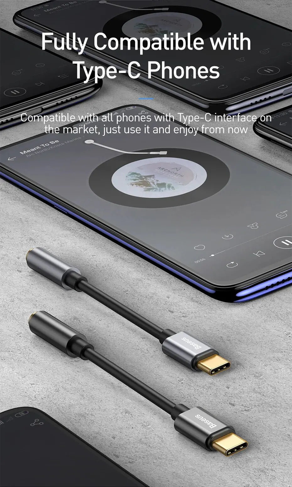 Baseus Type C to 3.5mm Earphone Jack AUX USB C Cable Adapter for Huawei P40 P30 Pro Xiaomi 10 9 Type C Headphone Audio Adapter