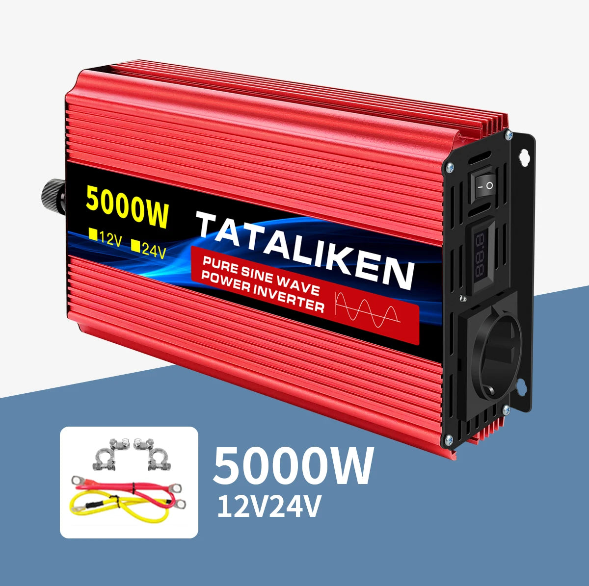 Inverter Pure Sine Wave  2500W/3500W/4500W/5000WDC 12V/24V to AC 220V 230V Voltage Transfer Converter Charging Adapter EU Socket - Shoppiline