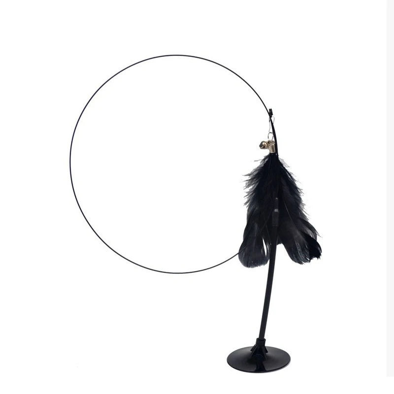 Cat Teaser Toy Interactive Bell & Feather Wand Long Suction Cup Pole for Exciting Playtime Adventures - Ultimate Cat Toy