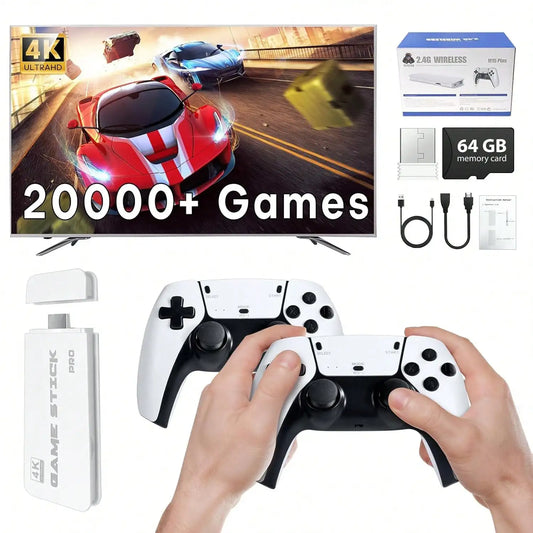 M15 Retro Game Console 2.4G Wireless Dual Controller 4K TV Game Stick 64GB 20000 Retro Games Retro Game Family Gift