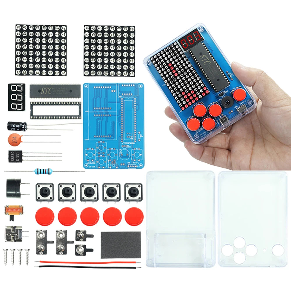 DIY Kit Electronic Pixel Game Console LED Dot Matrix Digital Tube Display DIY Soldering Kit STC15F2K60S2 MCU Double-Sided PCB - Shoppiline