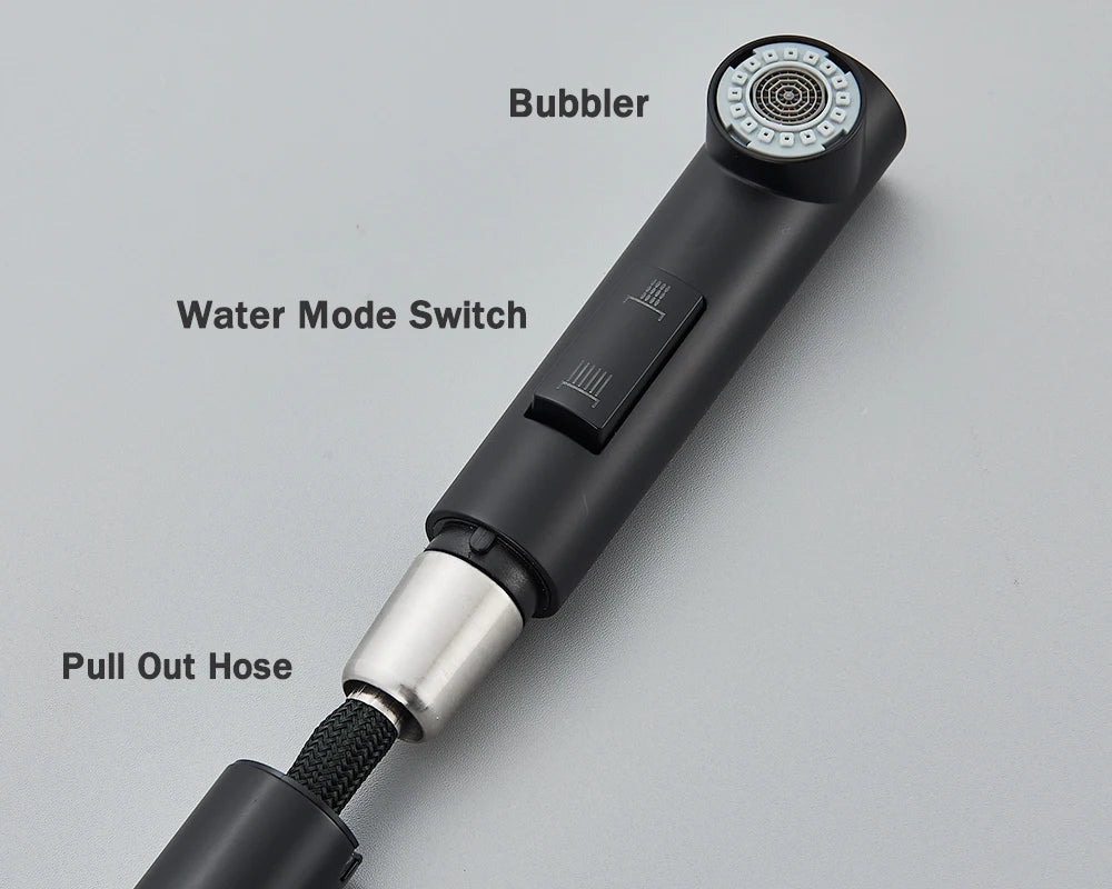 Black Pull Out Kitchen Sink Faucet Flexible 2 Modes Stream & Sprayer Nozzle Faucets Stainless Steel Hot Cold Wate Mixer Tap Deck - Shoppiline