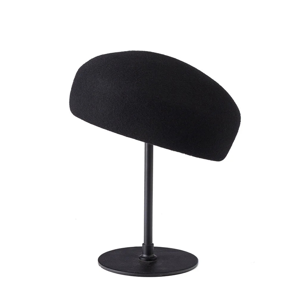 Retro Flight Attendant Ball Hat Women's 100% Wool Felt Beret Party Charming Hat Wedding Cocktail Party Medicine Box Hat