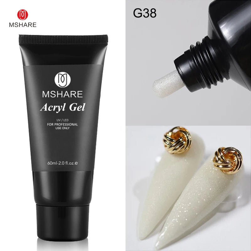 MSHARE Poly Nails Acryl Gel 60ml Builder UV Led Acrylgel Nagelverlängerungen Acryl Rosa Weiß Klar Acrylat HEMA TPO-freies Gel