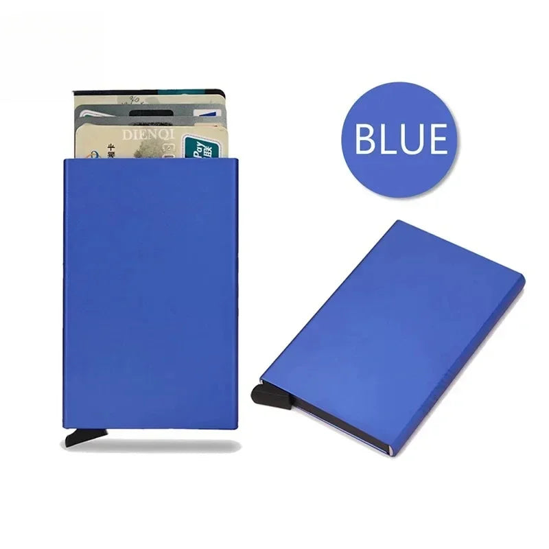Small and Practical Pop Up Minimalist Smart Wallet Thin Slim RFID Credit Card Holder for Men Women Metal Purse Mini Wallets