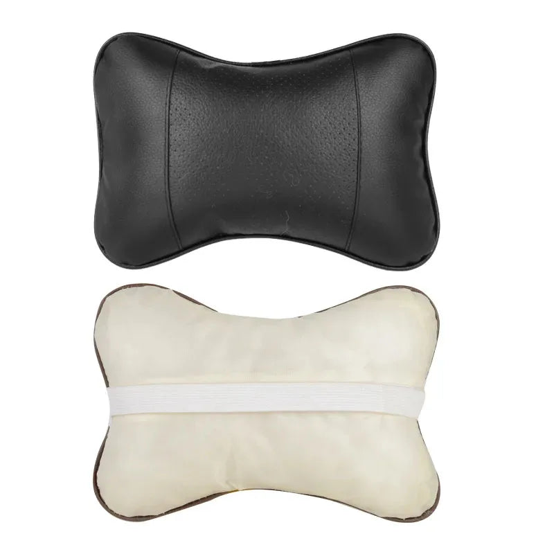 Car Neck Pillows Both Side Pu Leather 1pcs Pack Headrest For Head Pain Relief Filled Fiber Universal Car Pillow