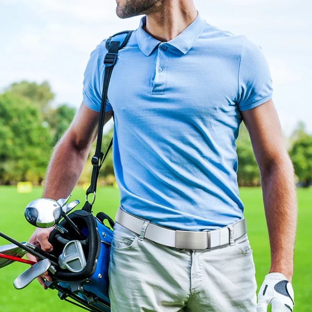 Nouvelle ceinture élastique de sport de golf, ceinture tactique, boucle automatique en métal, ceinture militaire en nylon extensible résistante pour hommes, grandes tailles 115-150CM