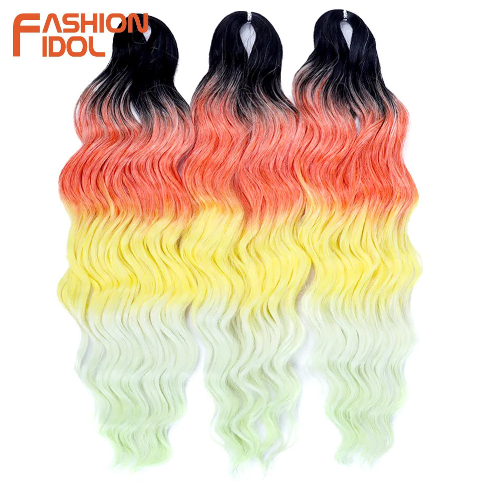 Anna Hair Extensions synthétiques de tresses Loose Deep Wave 24 pouces, cheveux tressés ondulés, cheveux bouclés torsadés au crochet Ombré Blond