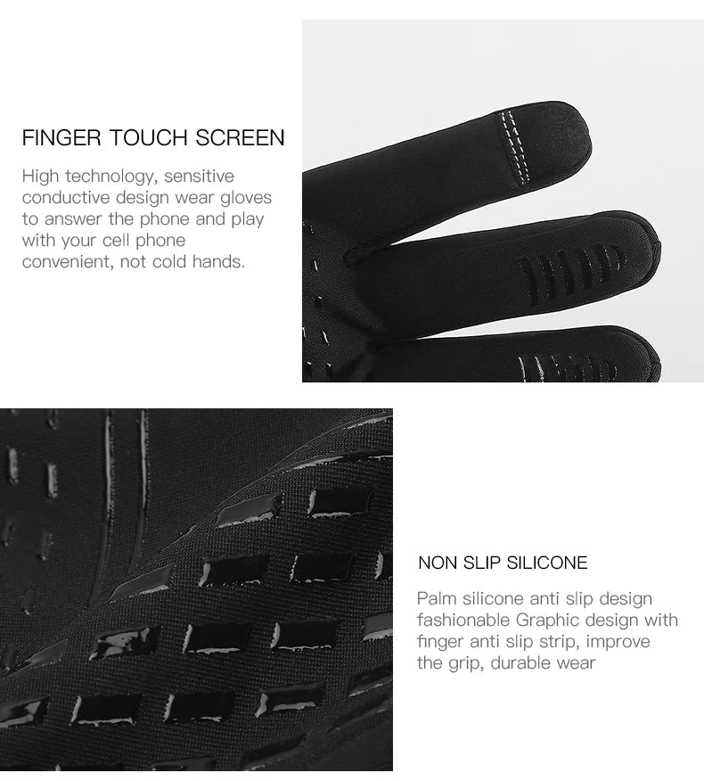 Outdoor Sports Autumn Winter Cycling Gloves Men Splash Proof Warm Windproof Touchscreen Anti-slip Motorbike Gloves Men Black