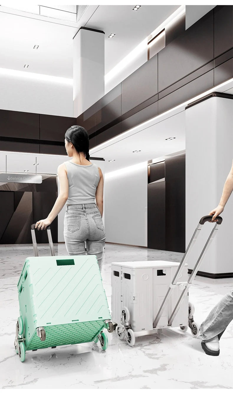 Lightweight Brushed Trolley Luggage Trolley Express Folding Shopping Cart for Climbing Stairs Home Hand Pull
